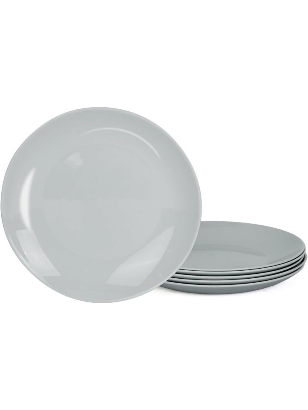Set of 6 Grey Opal Glass Dinner Plates - Stylish 10.5 Inch Dining Essentials